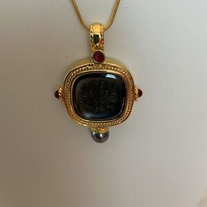 Joan Rivers Vintage Intaglio Pendant Necklace